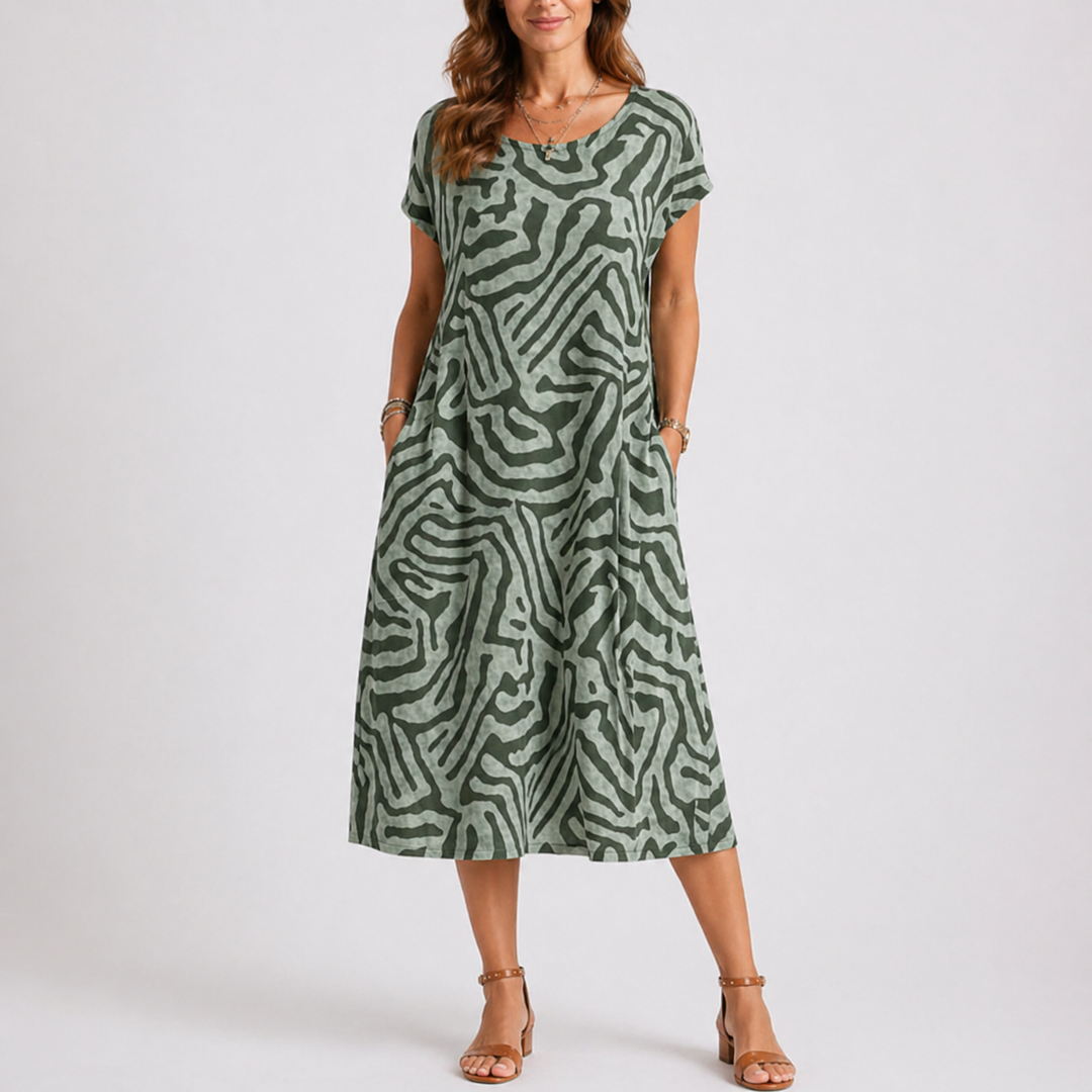 Zolveth | Women's Summer Midi Dress Abstract Print - Image 4