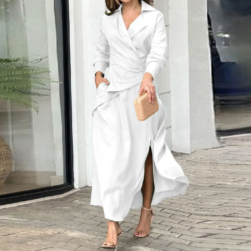 Zolvindra | Women's Summer Maxi Dress Long Sleeve Wrap - Yellow - Image 6