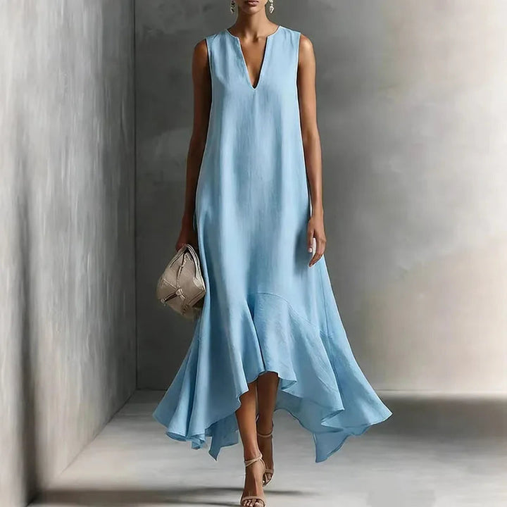 Zolvine | Women's Maxi Sundress with Flounce Hem - Image 2
