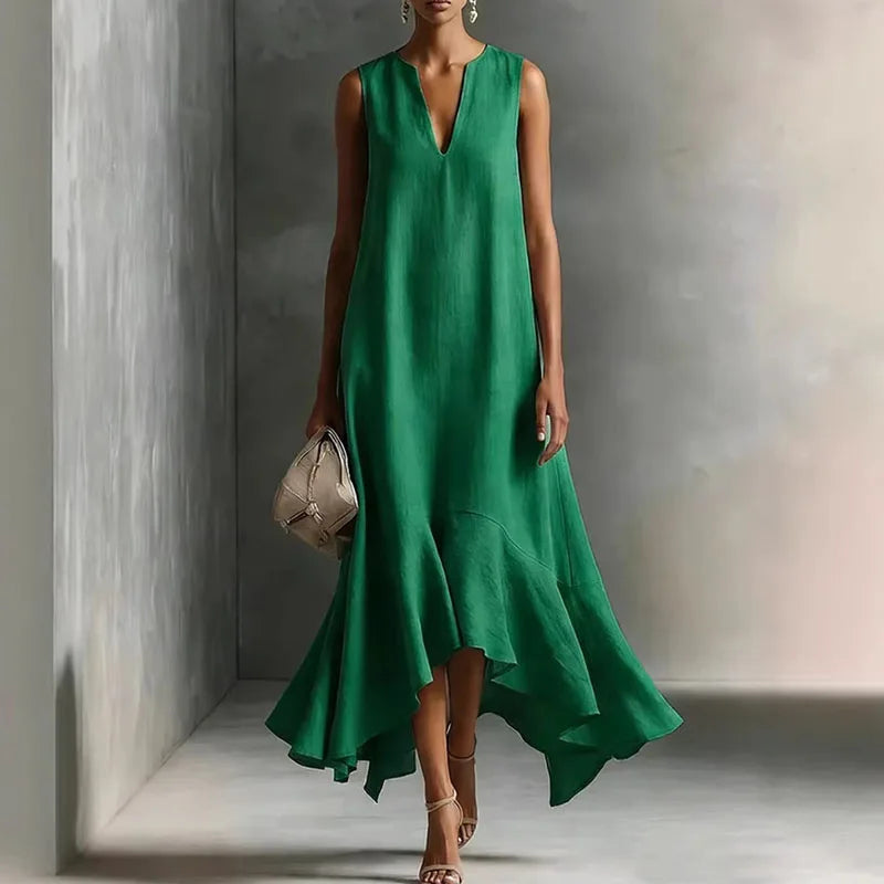 Zolvine | Women's Maxi Sundress with Flounce Hem - Image 3