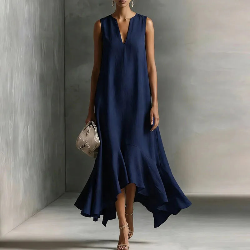 Zolvine | Women's Maxi Sundress with Flounce Hem - Image 4