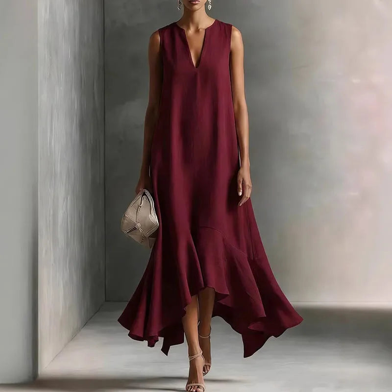 Zolvine | Women's Maxi Sundress with Flounce Hem - Image 5