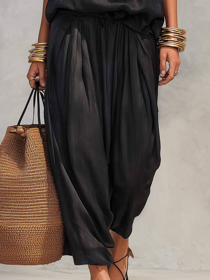 Zovaine | Women's Cowl Neck Halter Two Piece Set - Black - Image 5